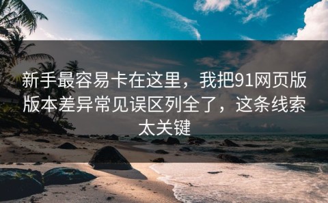 新手最容易卡在这里，我把91网页版版本差异常见误区列全了，这条线索太关键