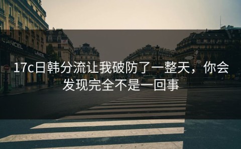 17c日韩分流让我破防了一整天，你会发现完全不是一回事