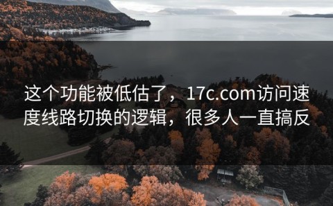 这个功能被低估了，17c.com访问速度线路切换的逻辑，很多人一直搞反