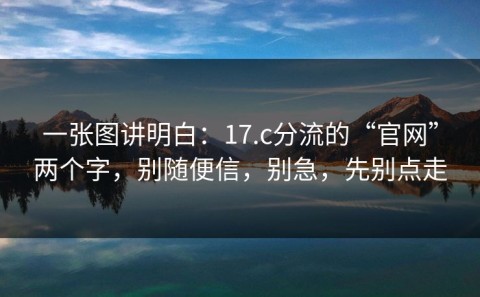 一张图讲明白：17.c分流的“官网”两个字，别随便信，别急，先别点走