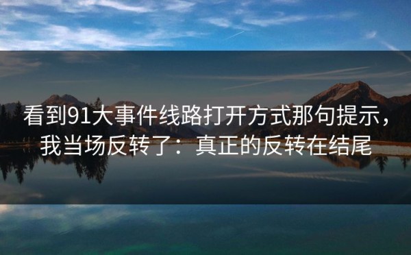 看到91大事件线路打开方式那句提示，我当场反转了：真正的反转在结尾