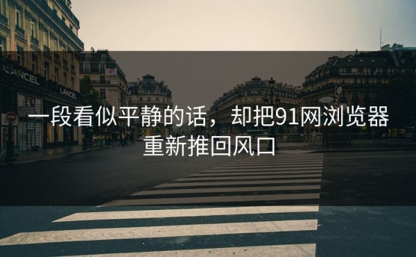 一段看似平静的话，却把91网浏览器重新推回风口