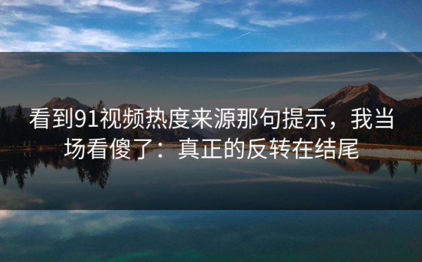 看到91视频热度来源那句提示，我当场看傻了：真正的反转在结尾