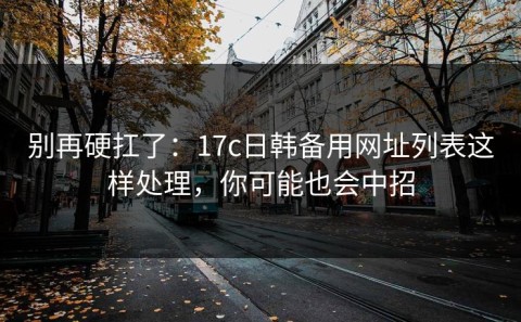 别再硬扛了：17c日韩备用网址列表这样处理，你可能也会中招