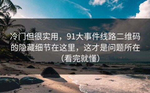 冷门但很实用，91大事件线路二维码的隐藏细节在这里，这才是问题所在（看完就懂）