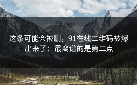 这条可能会被删，91在线二维码被爆出来了：最离谱的是第二点