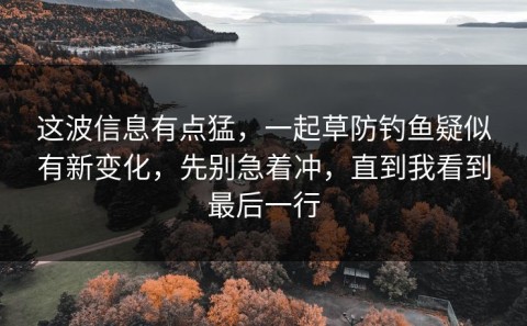 这波信息有点猛，一起草防钓鱼疑似有新变化，先别急着冲，直到我看到最后一行