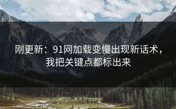 刚更新：91网加载变慢出现新话术，我把关键点都标出来