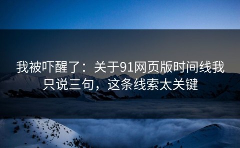 我被吓醒了：关于91网页版时间线我只说三句，这条线索太关键
