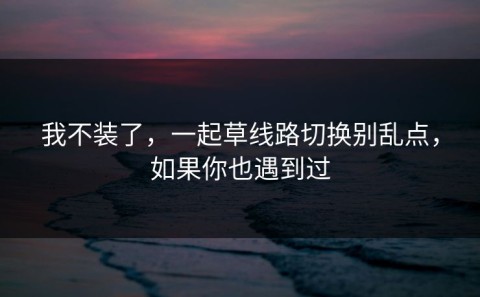 我不装了，一起草线路切换别乱点，如果你也遇到过
