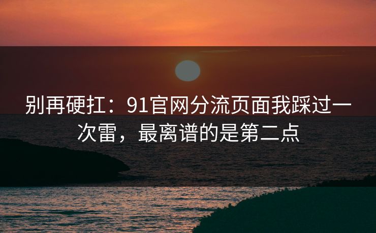 别再硬扛:91官网分流页面我踩过一次雷,最离谱的是第二点 别再硬扛:91官网分流页面我踩过一次雷,最离谱的是第二点